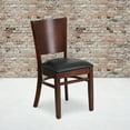 thumbnail image 2 of Flash Furniture 2 Pack Lacey Series Solid Back Walnut Wood Restaurant Chair - Black Vinyl Seat, 2 of 8