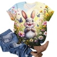thumbnail image 4 of Levmjia Womens T Shirt Casual Short Sleeve Easter Printed Round Neck Loose Fit Printed Top Summer Polyester Comfortable Fashion Tee, 4 of 5
