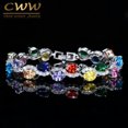 thumbnail image 2 of Mutil Blue Green Red Color Cubic Zirconia Wide Bracelets Bangles for Women Party, 2 of 9