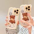 thumbnail image 3 of Compatible with iPhone 11 Case Transparent Cute Bear Head Pattern Bear Ear Lens Protection Design for Women Girls Fashion Slim Soft Flexible TPU Rubber for iPhone 11-Yellow, 3 of 5