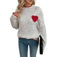 thumbnail image 3 of Female Turtle-Neck Oversized Sweaters Batwing Long Sleeve Pullover Loose Chunky Knit Jumper Light Gray L, 3 of 10