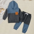 thumbnail image 2 of TOWED22 Toddler Boy Clothes Color Block Hoodie+Pants kids Sweatsuit Baby Boys Outfits 2Pcs Sets,Grey,0-6 M, 2 of 5