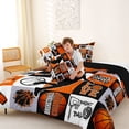 thumbnail image 4 of Castle Fairy Sport Basketball Collage Queen Comforter Set 3 Pieces, Geometric Plaid Comforter Sets Queen, Black Orange,Black Reversible,1 Comforter and 2 Pillowcases, 4 of 6