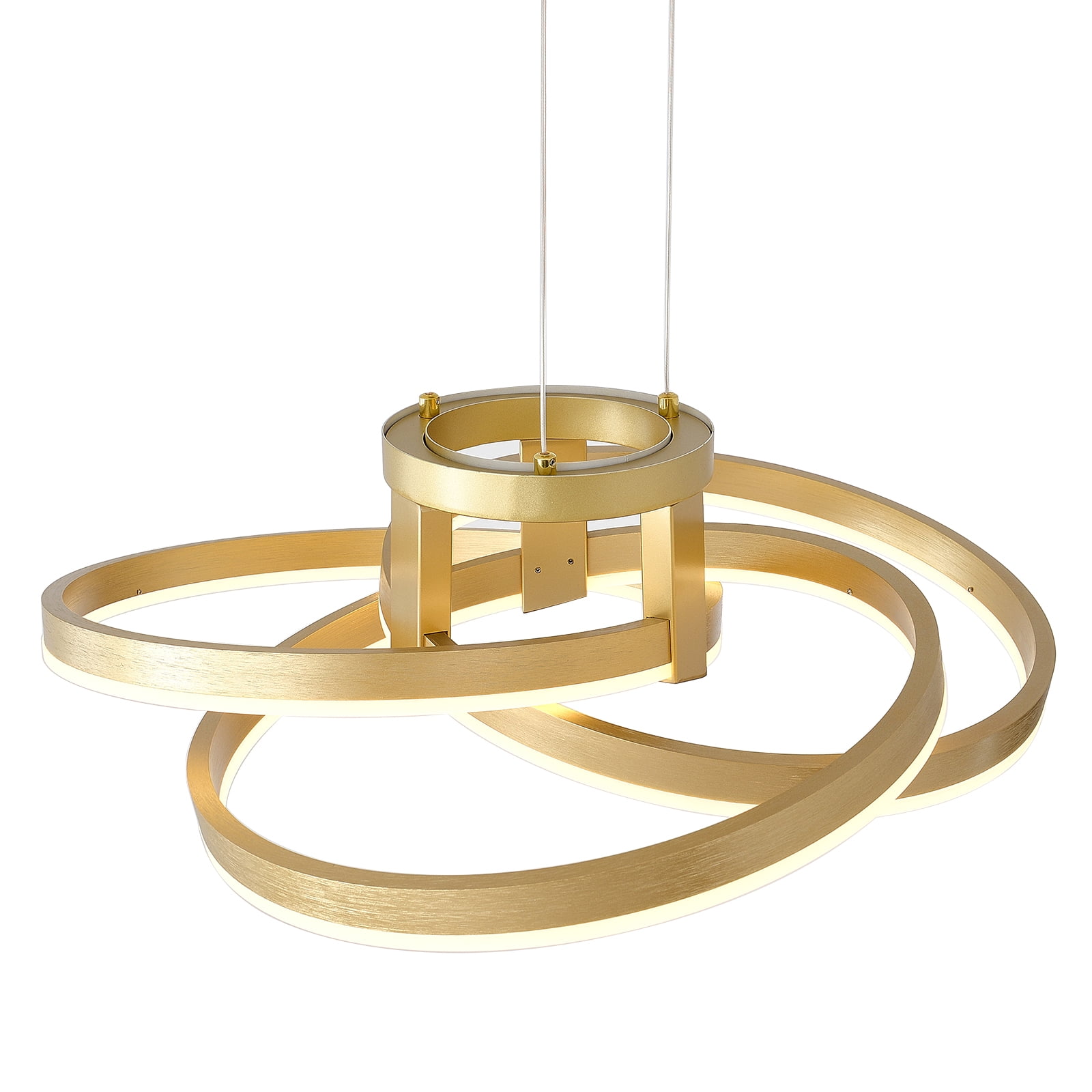 Modern 3-Ring Wave Dimmable Kitchen Island LED Chandelier Light with Remote Control,Height Adjustable Pendant Light Hanging Ceiling Light Fixture Gold/Silver