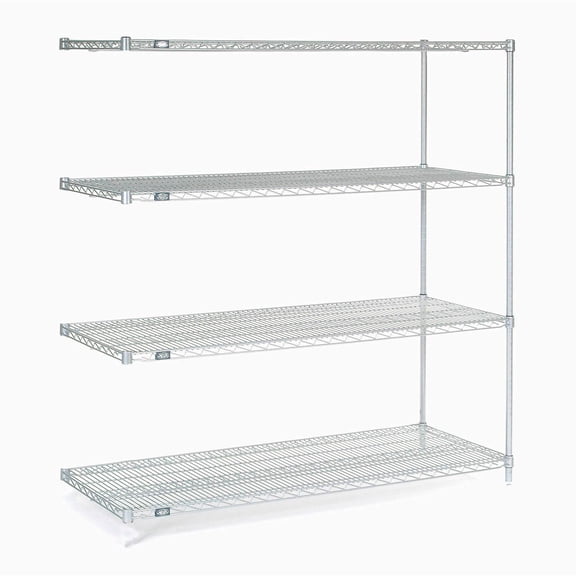 Nexel® 4 Shelf Poly-Z-Brite® Wire Shelving Unit Add On 42"W x 18"D x 63"H