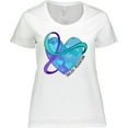 thumbnail image 3 of Inktastic Suicide Prevention Awareness Purple and Teal Heart Ribbon Women's Plus Size T-Shirt, 3 of 5