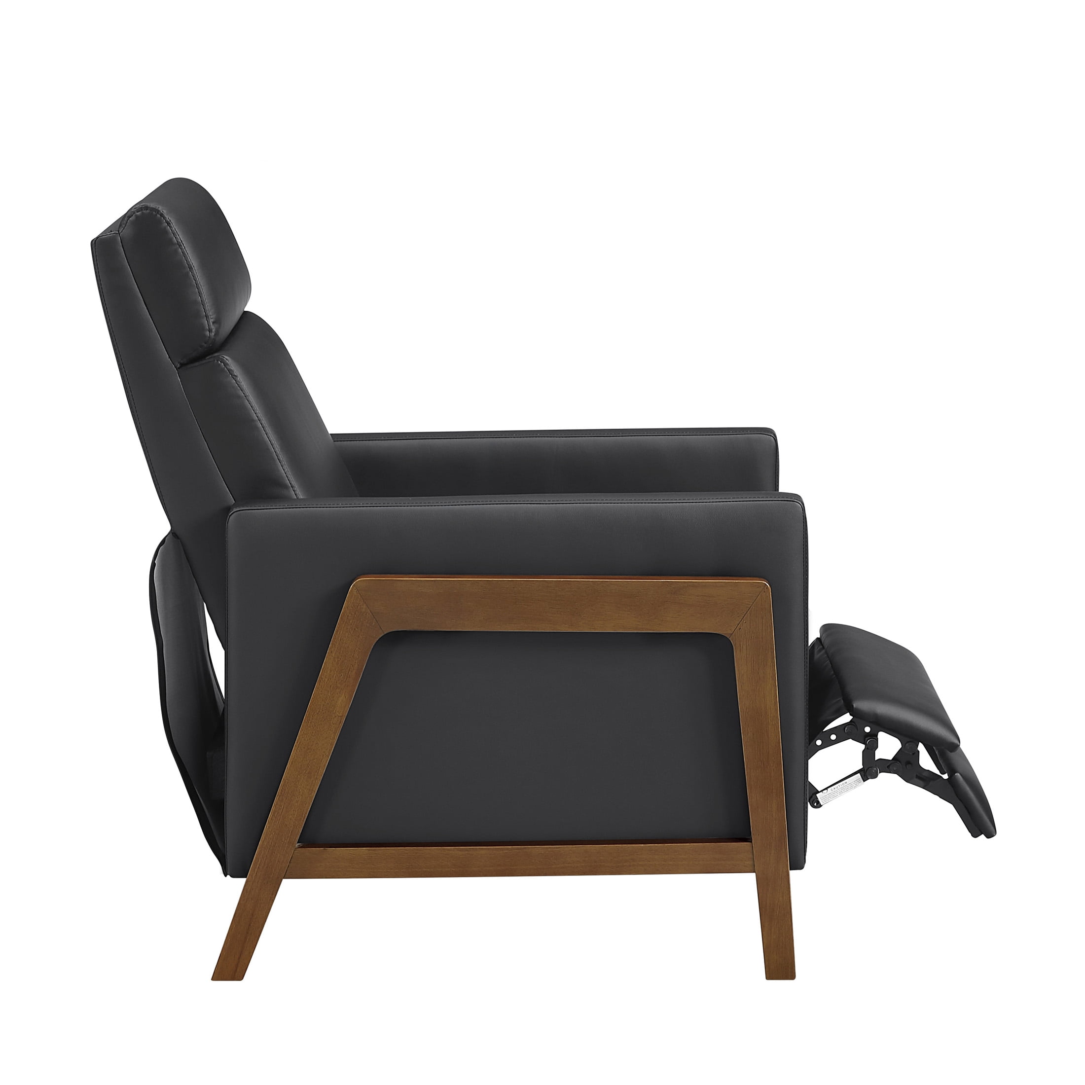 OakvillePark Velora Faux Leather Push Back Manual Reclining Chair, Black
