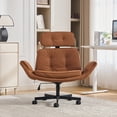 thumbnail image 2 of Peispie Criss Cross Office Chair with Adjustable Arms, Leather Cross Legged Desk Chair with Headrest, Wide Seat High Back Swivel Computer Office Chair for Home Office, Brown, 2 of 8