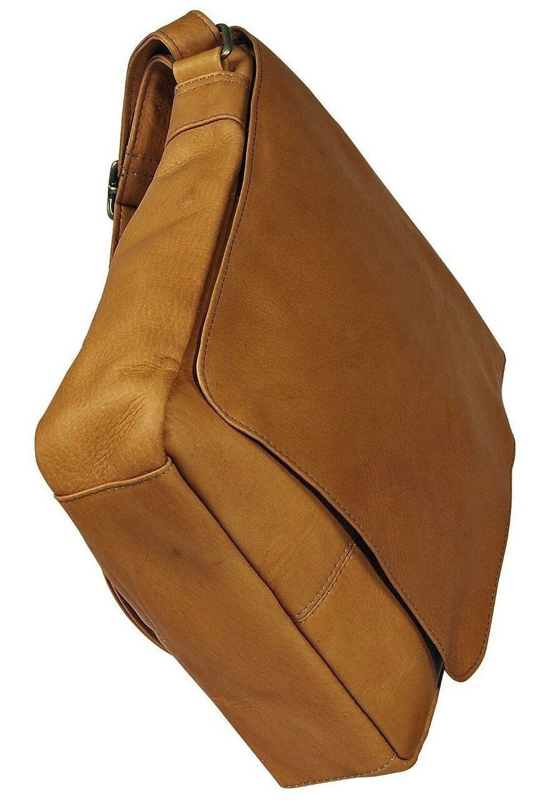 Le Donne Leather Vertical Flap Over Shoulder Bag H-149R - image 4 of 5