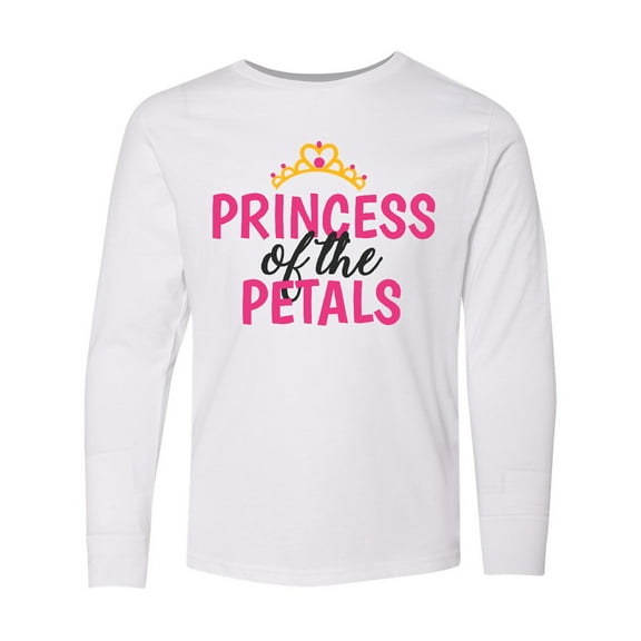Inktastic Princess of The Petals with Crown Long Sleeve Youth T-Shirt