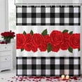 thumbnail image 2 of Valentine's Day Shower Curtain Red Roses Bathroom Curtains with Hooks, Waterproof Fabric Romantic White Buffalo Plaid Bath Shower Curtains Set for Bathroom Bathtubs Valentines Decor 72x72 Inch, 2 of 9