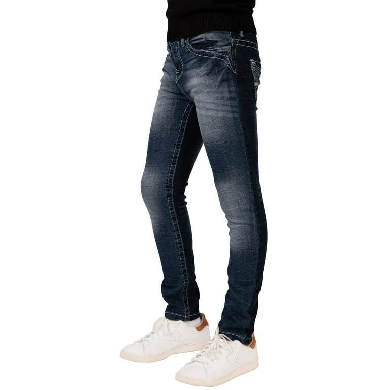 CULTURA AZURE Boy's Saddle Stitch Stretch Jeans, Blue, 18