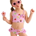 thumbnail image 2 of Swimsuit for Girls Kids Two Piece Swimsuit Ice Cream Print Asymmetric Straps Bow Detail Top with Bottoms Girls Bathing Suits Size 4-5Y, 2 of 9