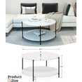 thumbnail image 3 of White Round Coffee Table, 2-Tier Coffee Table with Storage, Small Center Table for Living Room, Home Office Apartment, 3 of 6