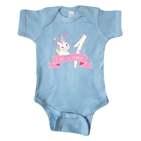 

Inktastic I m One- cute unicorn 1st birthday Gift Baby Boy or Baby Girl Bodysuit
