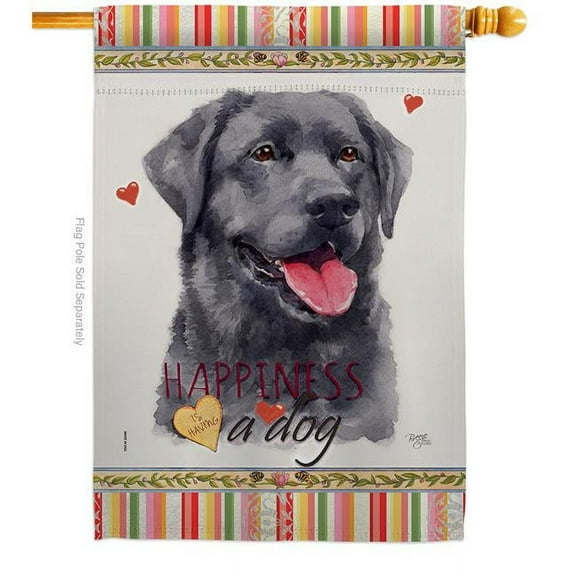 Breeze Decor H110193-BO 28 x 40 in. Dog Labrador Happiness Double-Sided Decorative Vertical House Flag