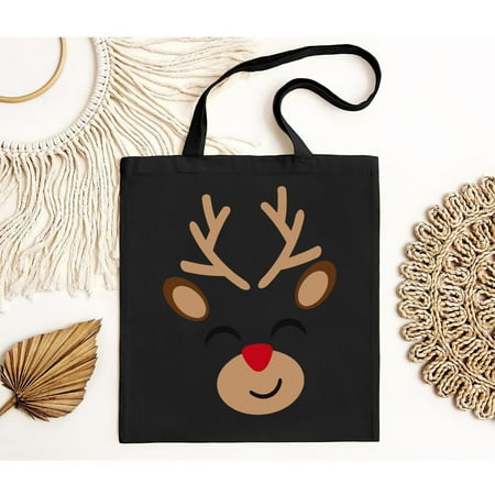 vintage Reindeer Adults Reindeer Christmas Bag Gift Black Tote Bag-TH21509