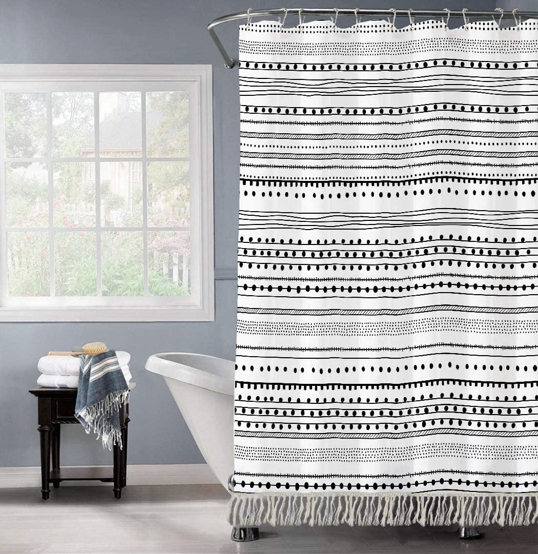 Bathroom Waterproof Fabric Shower Curtain Set Creative White & Black Zebras 72" 