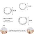 thumbnail image 5 of Lancharmed White Gold Plated Stud Earrings for Womens,3 Pairs Smooth Zirconia Twist Hoops Earring Bride Gifts, 5 of 7