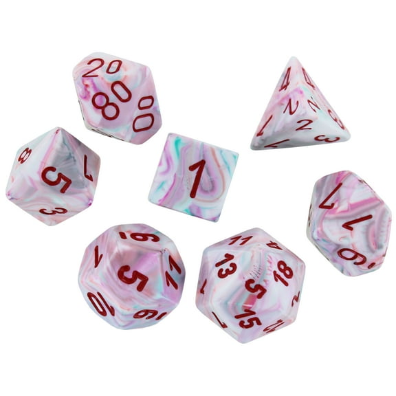 DND Dice Set - Chessex D&D Dice-16mm Festive: Pop Art & Red Limited Edition Plastic Polyhedral Dice Set-Dungeons and Dragons Dice Includes 7 Dice - D4 D6 D8 D10 D12 D20 D%