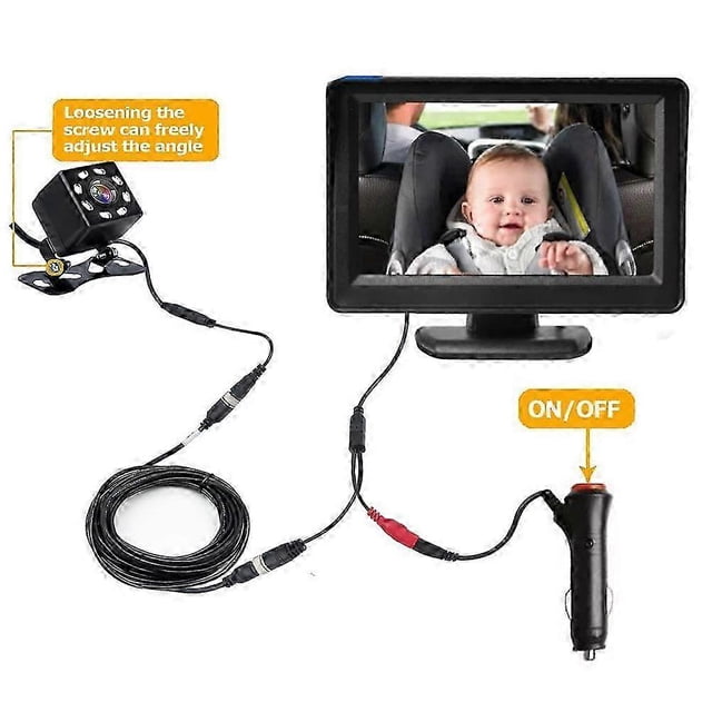 Auto Safety Infant Baby Rear View Monitor Waterproof 4.3 Inch Folding Display Screen 8LED Infrared Night Vision Car Baby Monitor