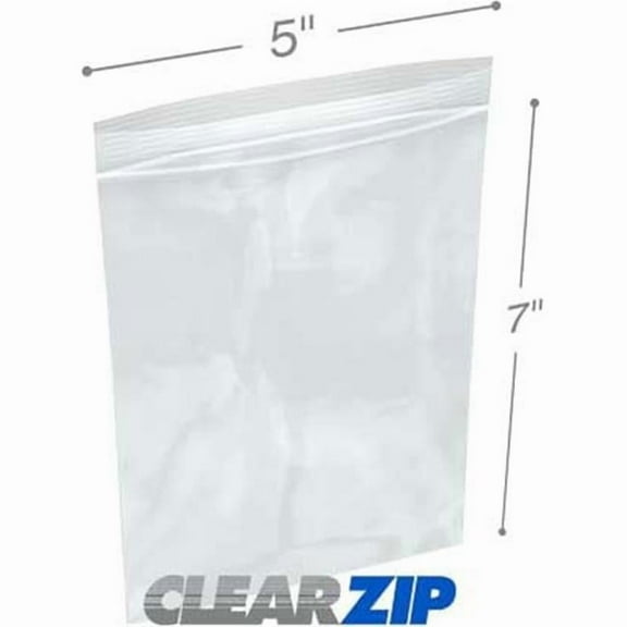 International Plastics CZ20507 5 x 7 in. ClearZip Lock Bags, 0.002 Gauge - Case of 1000