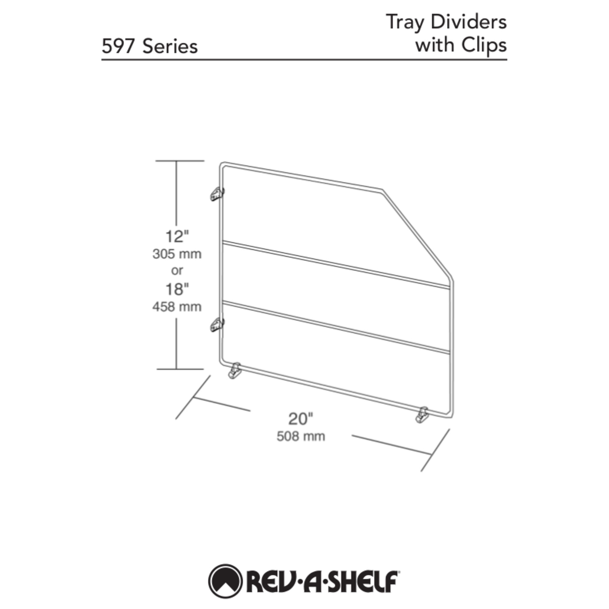 Rev-A-Shelf 597 Chrome 18″H Tray Divider w/ Clips – Siggia Hardware