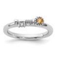 thumbnail image 2 of Auriga 925 Sterling Silver Rhodium-plated Citrine and White Topaz Key Ring for Women Size- 7, 2 of 6