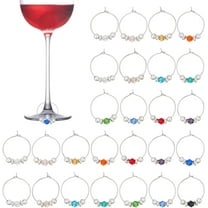 28Pcs 14 Colors Wine Glass Identifier Charms Wine Glass Charms with Glass Beads Silver Wines Glasses Rings Reusable Drink Markers for Party Wedding Cocktail Events DIY Crafts