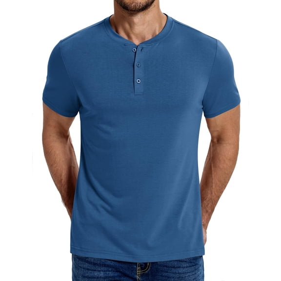 COOFANDY Men's Henley Shirts Cotton Short Sleeve Casual T-Shirt Button Henley Basic Tee Lightweight Summer Top