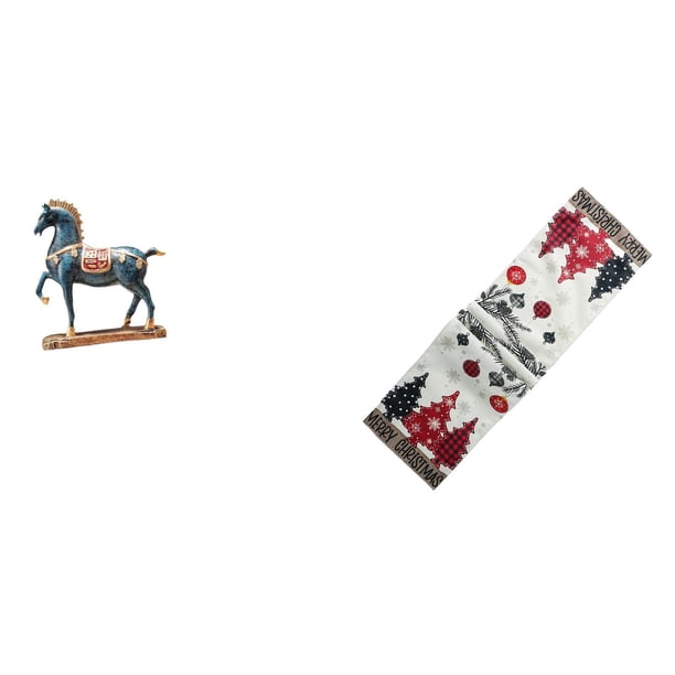 Figura de caballo,Figura de caballo Escultura animal coleccionable,Adorno de centro de mesa con estatua de caballo de resina,Camino de mesa navideño,Camino de mesa navideño de temporada para