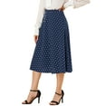 thumbnail image 4 of Allegra K Women's Elastic Waist Zipper Polka Dots Casual Midi Skirt, 4 of 6