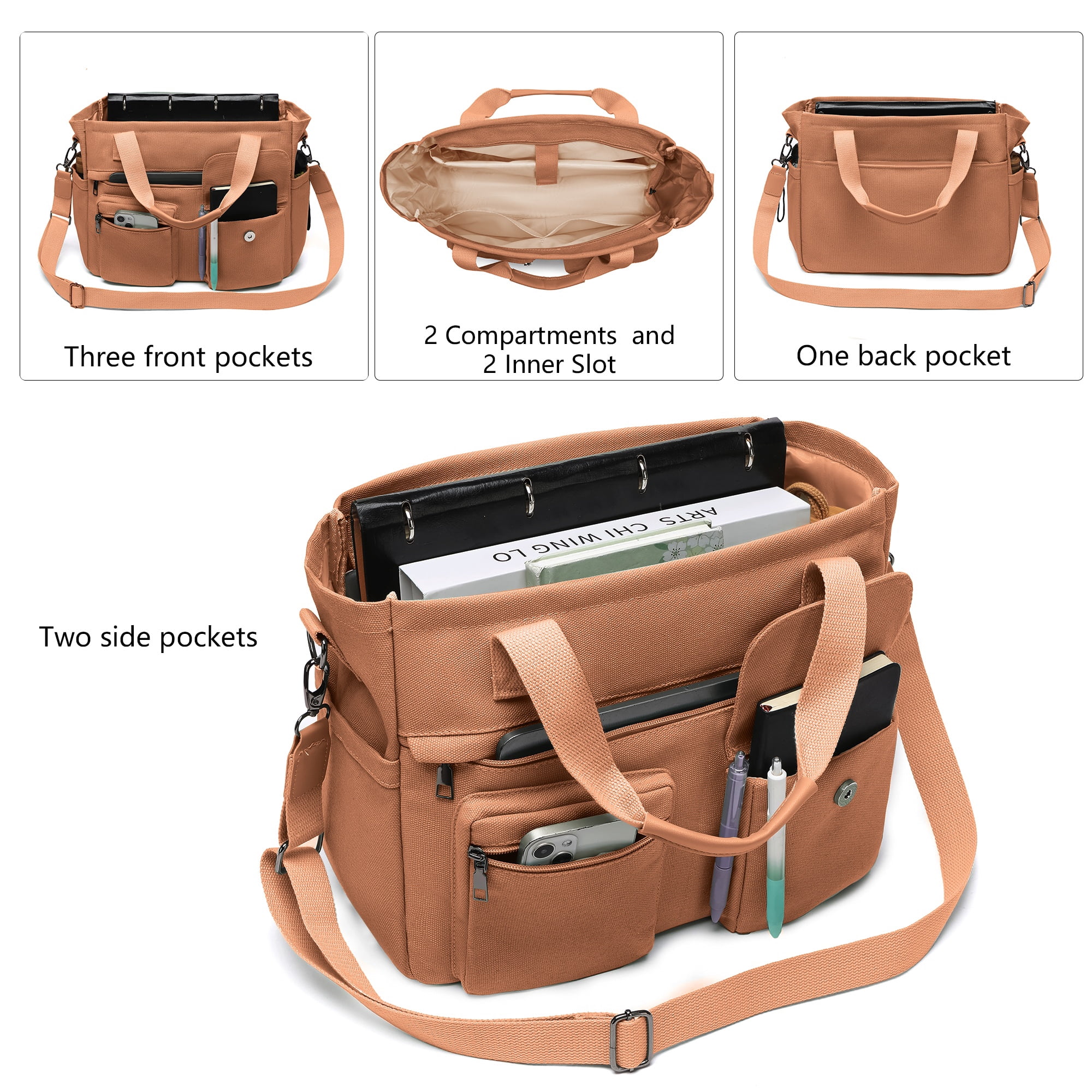 2pcs/set Large Canvas Tote Bag for Women, Laptop Work Bags Crossbody Shoulder Hobo Messenger Handbag Purse Travel Gym Totes