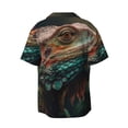 thumbnail image 6 of Lsque Realistic Colorful Chameleon print Men's Cuban Collar Short Sleeve Shirt Summer Beachwear Casual Button Down Fashionable Vacation Leisure Shirt-XX-Large, 6 of 7
