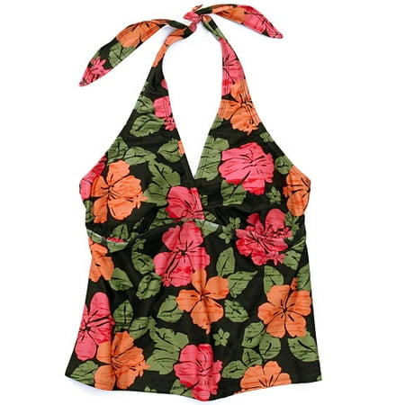 Women's Plus Print Halter Tankini Top