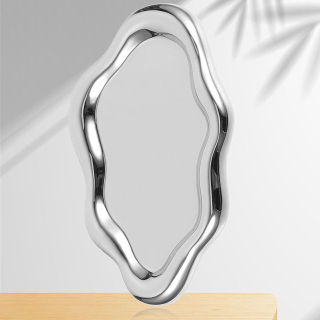 Becaristey Ceramics Plated Ceramic Dish For Jewelry Keys Mints Exquisite Craft Display Jewelry Plate Round Edge silver,1 19*13cm