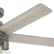 Hunter - Hardwick Indoor Ceiling Fan With Light, Remote, 52-inch, Matte Silver, Casual-style, 4-speed WhisperWind Motor, 51842, for Living Rooms, Bedrooms