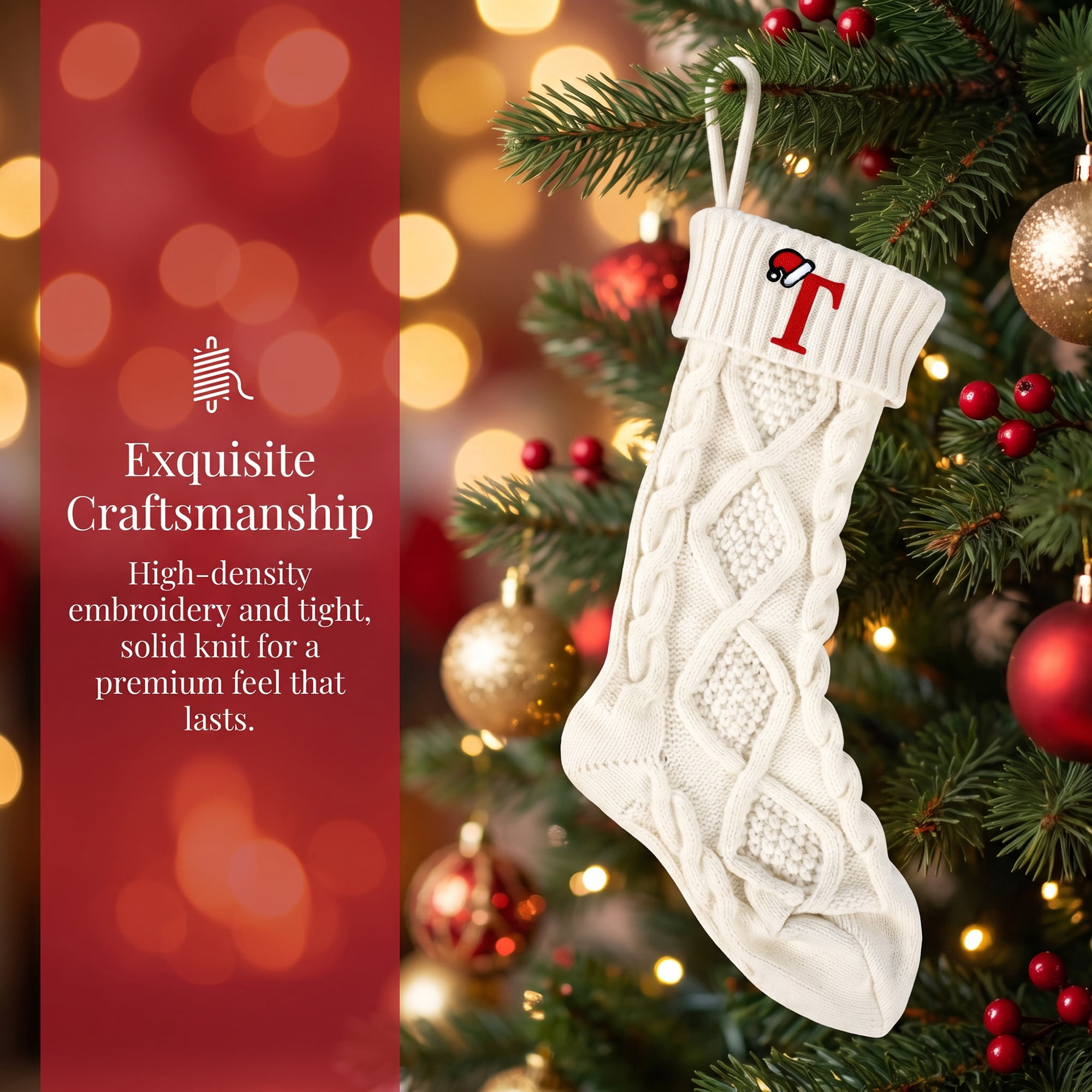 Unique Bargains Canine Bone Christmas Stocking Luxury Puppy Holiday Keepsake Sack Letter T 17"