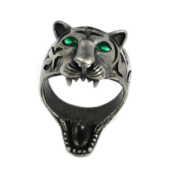 Qarigey Anillo Joyas Animal Tigre Simulación Acero inoxidable Personalidad Exquisito Agresivo Creativamente Presente Fiesta Accesorios de disfraces Color Acero siete Qarigey AP016578-01