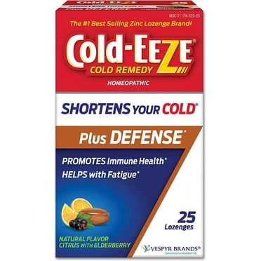 COLD-EEZE Plus Defense Natural Citrus with Elderberry Zinc Lozenges, Homeopathic Cold Remedy, Shortens Common Cold Symptoms, Promotes Immune Health with Sambucus Nigra, Echinacea and Rose Hips, 25 Ct