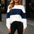 thumbnail image 3 of Sweatshirts for Women Color Blocked Fashionable Loose Round Neck Pullover Top Casual Long Sleeved Lounge Travel Work Hiking Outfit Fall Clothes, 3 of 10