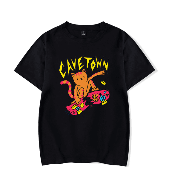 Cavetown Merch Skateboard Cat T-shirt unisex fashion short sleeved T-shirt round neck streetwear