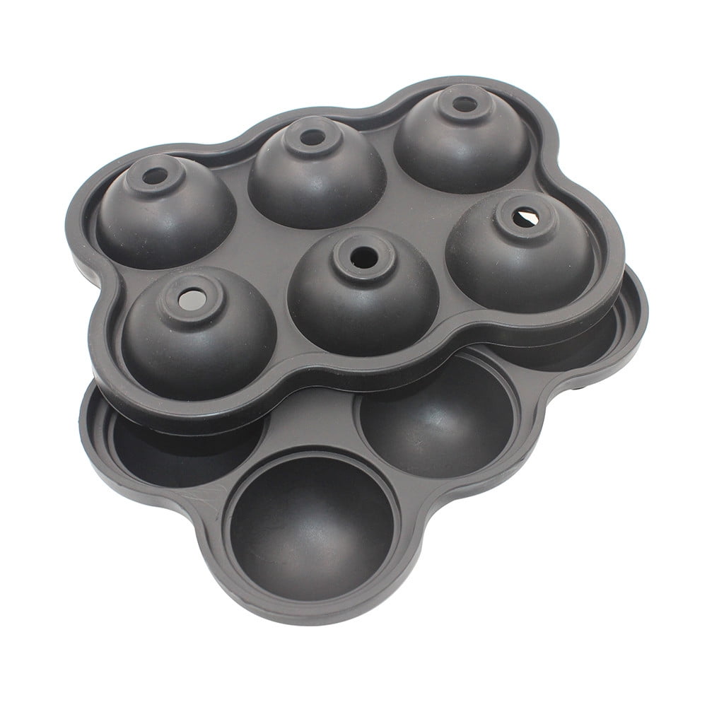 Silicone Whiskey Ice Hockey Mold Ice Cube Tray With 6 Holes Lid