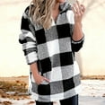 thumbnail image 5 of Zedker Fuzzy Fleece Sweatshirts for Women Quarter Zip Long Sleeve Fluffy Tops Casual Warm Plaid Pullover with Pocket, 5 of 10