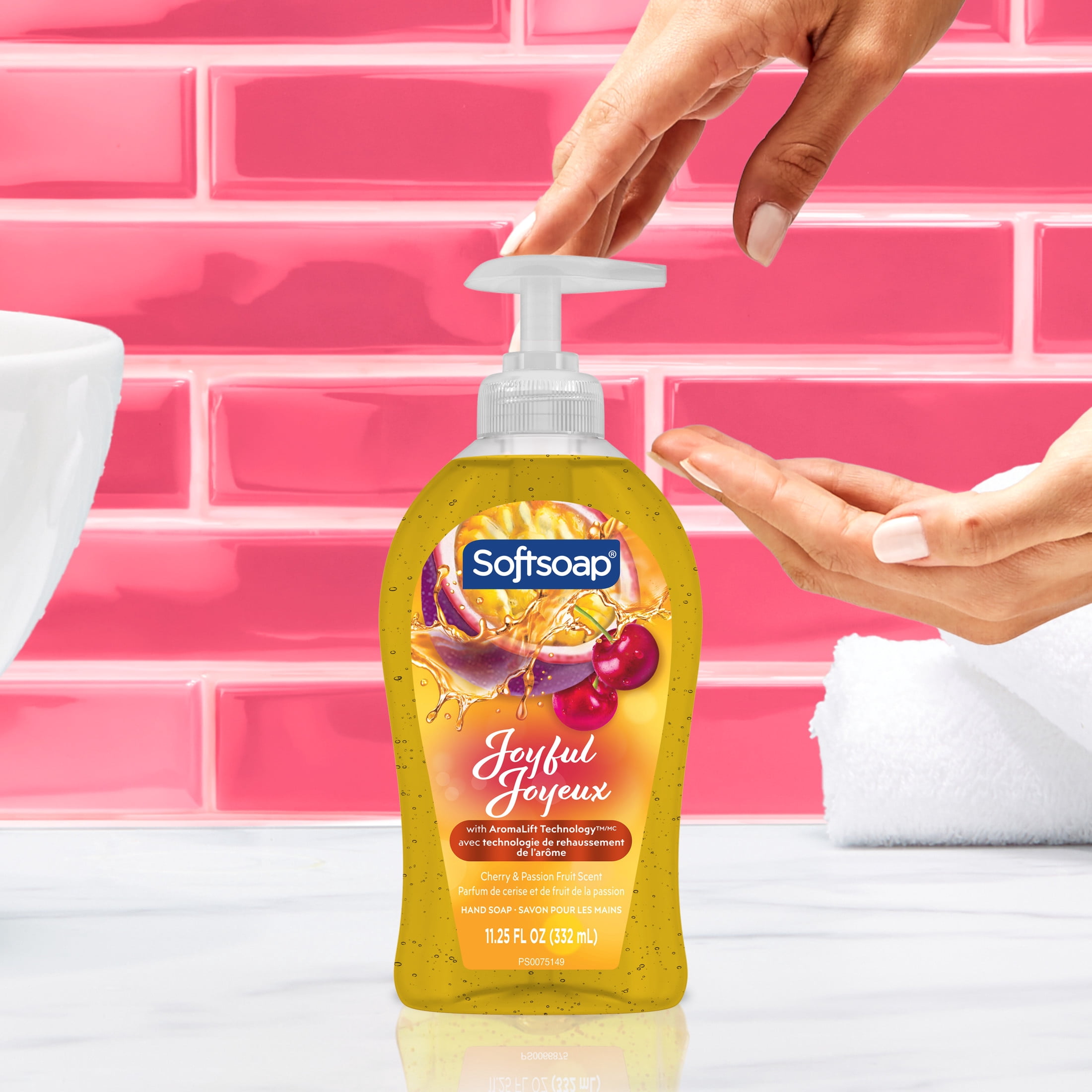 (3 pack) Softsoap Joyful Liquid Hand Soap, Paraben Free, pH Balanced, Cherry and Passion Fruit Scent, 11.25 fl oz Pump Bottle