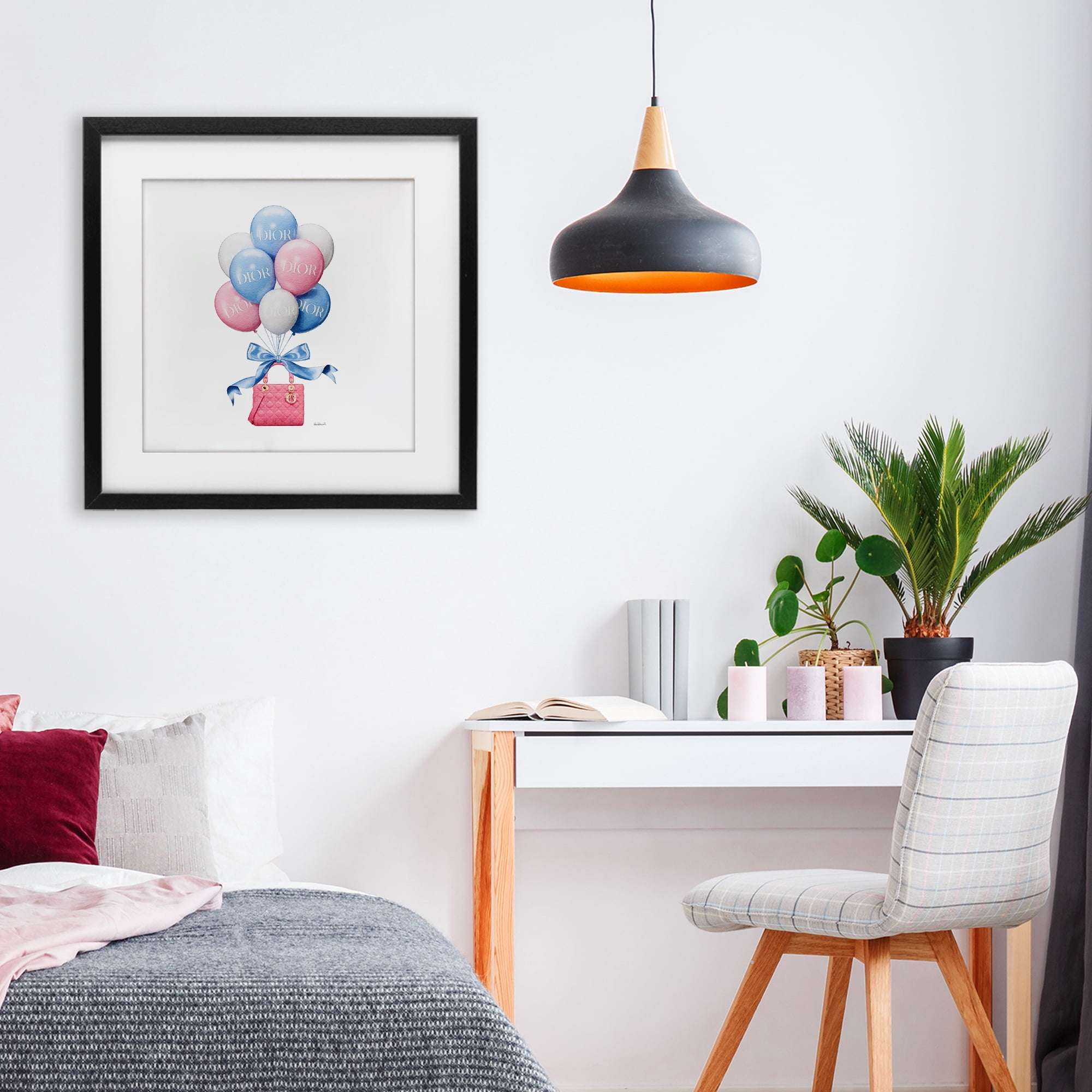 Stupell Industries Pink & Blue Handbag Balloons Black Framed Print Under Glass, design by Amanda Greenwood