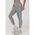 thumbnail image 5 of Tummy Control Compression Leggings for Women, High Waist Workout Running Yoga Pants Gray Blue L, 5 of 8