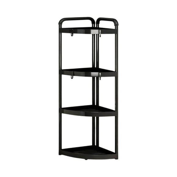 Corner Shower Shelf 4 Tier Shower Organizer, Stands for Inside Bathroom, Plastic Shower Rack with Adjustable Height, No Tools Assembly, Drain Holes for Bathroom Storage