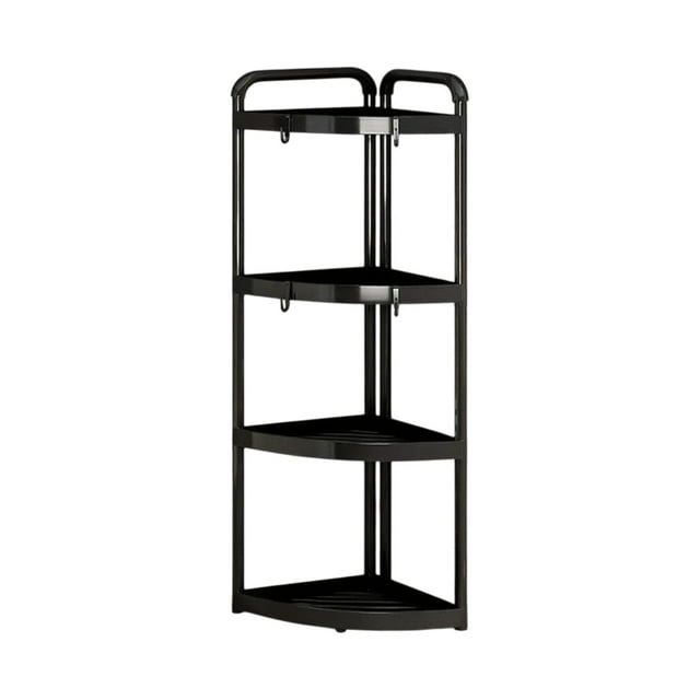 Corner Shower Shelf 4 Tier Shower Organizer, Stands for Inside Bathroom, Plastic Shower Rack with Adjustable Height, No Tools Assembly, Drain Holes for Bathroom Storage