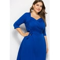 thumbnail image 4 of U.Vomade Robe d'Été pour Femme Grande Taille Décontractée à Manches Mi-Longues à Col en V, 4 of 6